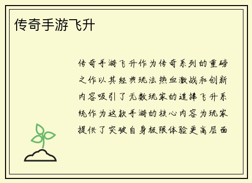 传奇手游飞升